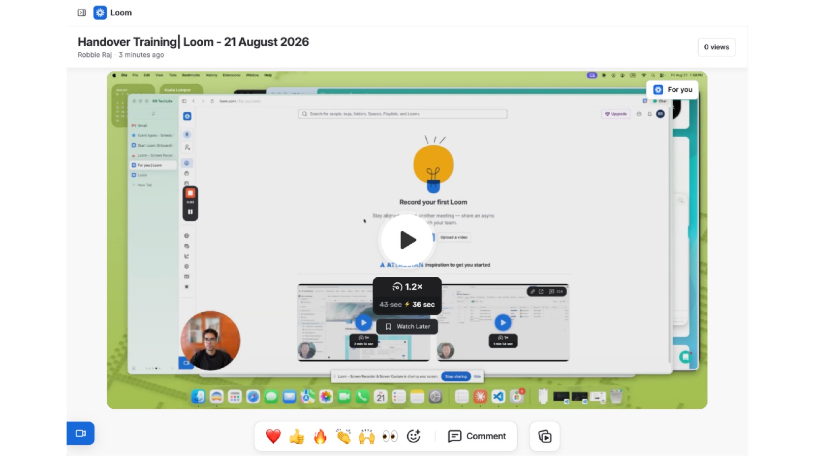Handover — recorded training walkthrough