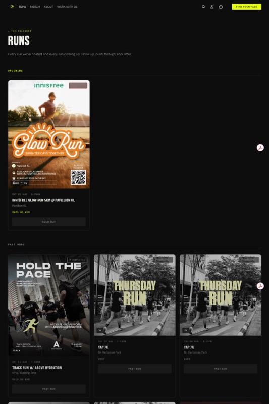 Yapclub runs page