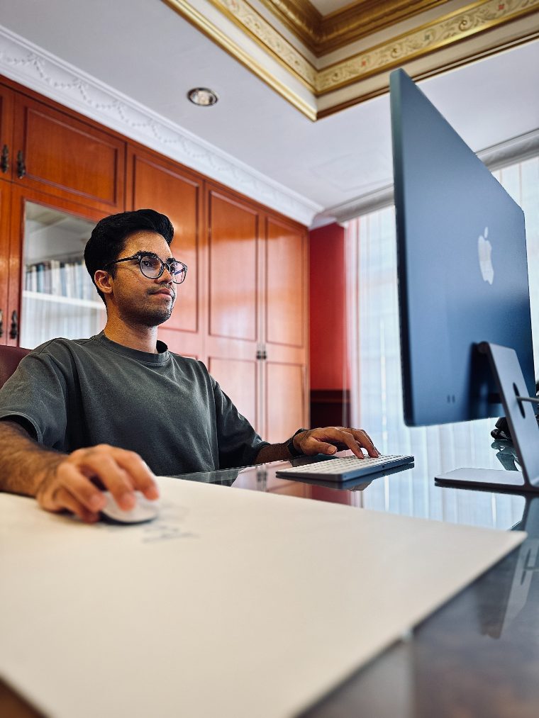 Robbie at his desk